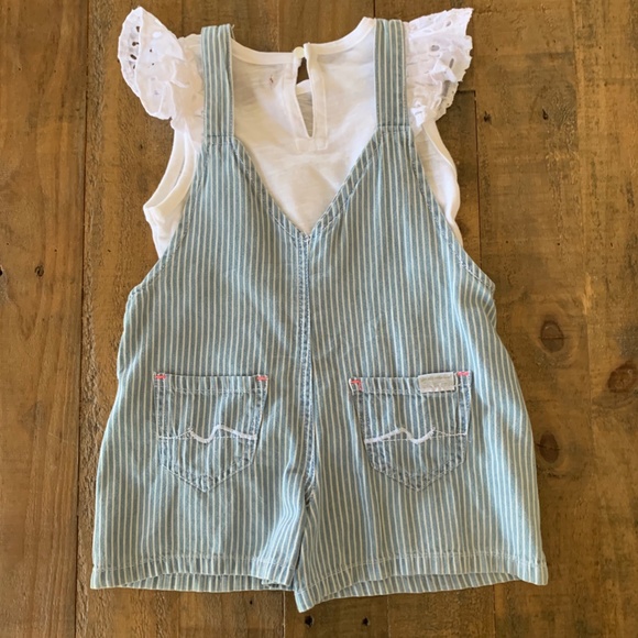 7 FOR ALL MANKIND GIRLS STRIPED TODDLER OVERALL - Picture 2 of 7